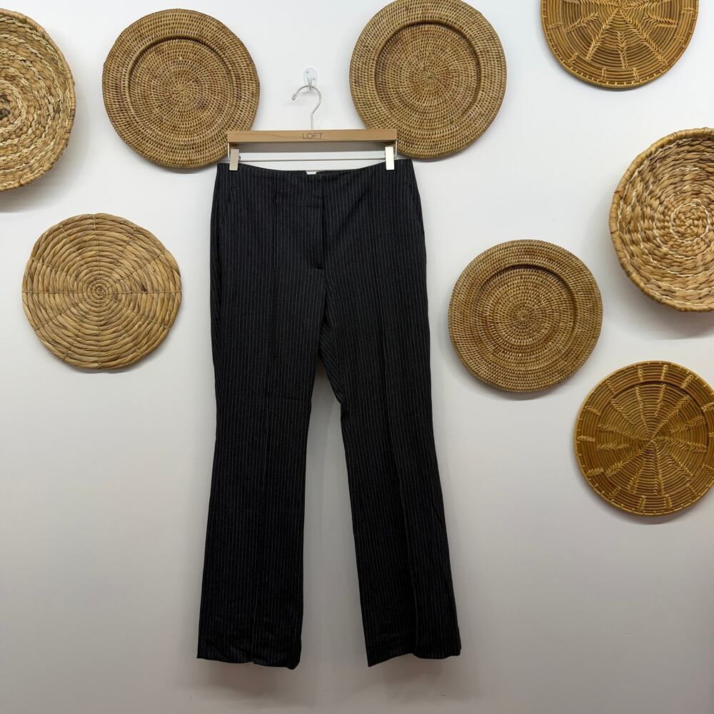 White House Black Market Gray White Striped Bootcut Trousers Dress Pants 8